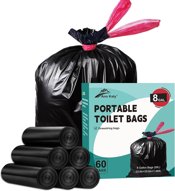 Ann Katy Portable Toilet BagsDrawstring Camping Toilet Bags Toilet Trash Bags Leak-Proof,