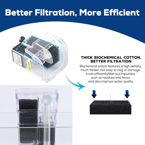 5 Gallon Aquarium Filter with Surface Skimmer, Small Quiet Hang on Back Filter for Fish Tank