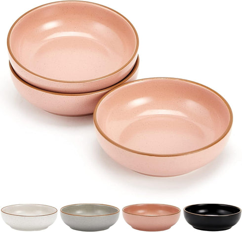 Ceramic Cat Bowls, Howise Pet Dishes for Food and Water, 5.19 in Cat Food Bowl 3 Pack, Matte Pink Finish