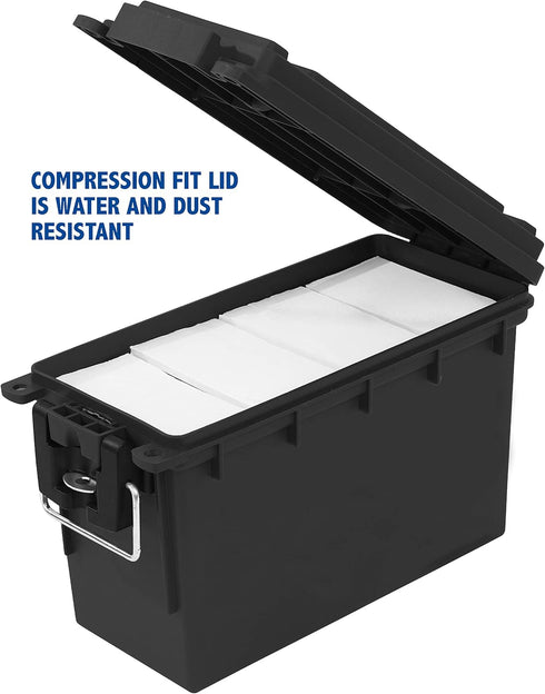 Sheffield 12629 Black Ammo Storage Can, Water Resistant Field Box for Pistol, Rifle, Shotgun, Stackable, Lockable
