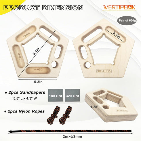 2 Pack Portable Hangboard Rock Climbing, Lightweight Wooden Climbing Fingerboard for Bouldering, Finger Strength, Arm