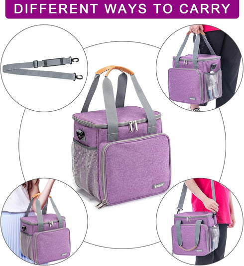 Pet Grooming Bag, Organizer Tote for Dog Grooming Supplies, Perfect for Pet Grooming Tool Kit (Purple)