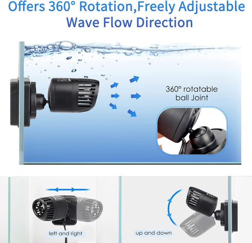 40-100 1056 hygger Wave Maker for Gallon Aquarium with Magnetic Mount Quiet Powerhead for Saltwater and Freshwater Fish