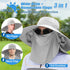 Super Wide Brim Fishing Hat - UPF 50+ Sun Safari Hat with Removable Neck Face Flap