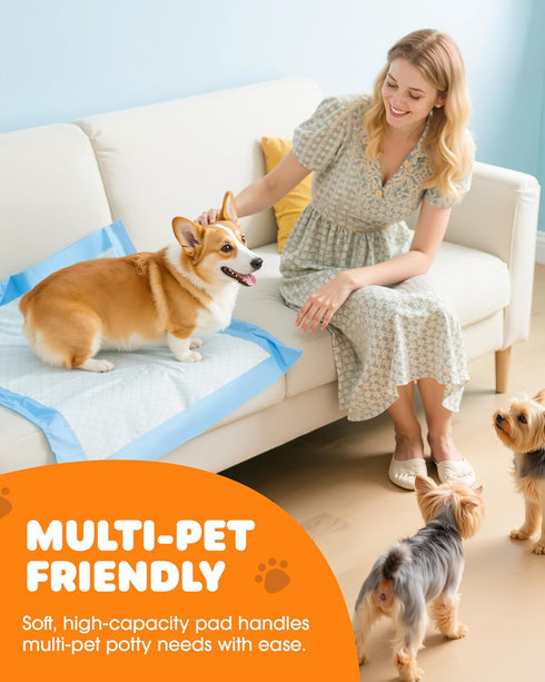 6-Layer 22" 22", 150 Packs Powools Puppy Pads - Super Absorbent & Spill-Proof Pee Pads for Dogs with Material