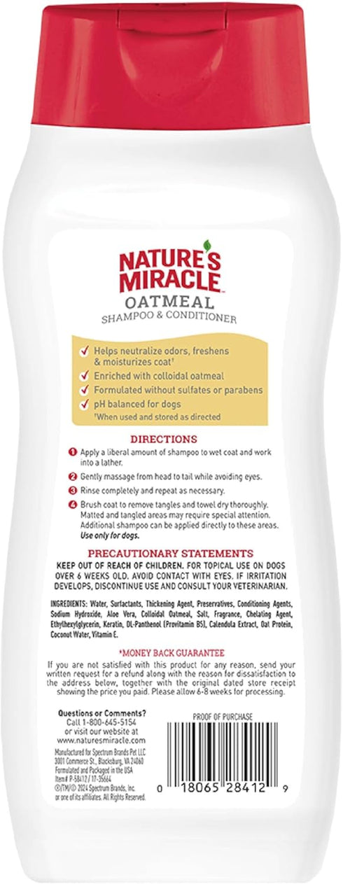 16 Natures Miracle Oatmeal Shampoo for Dogs, Ounces, Pistachio Cream Scent