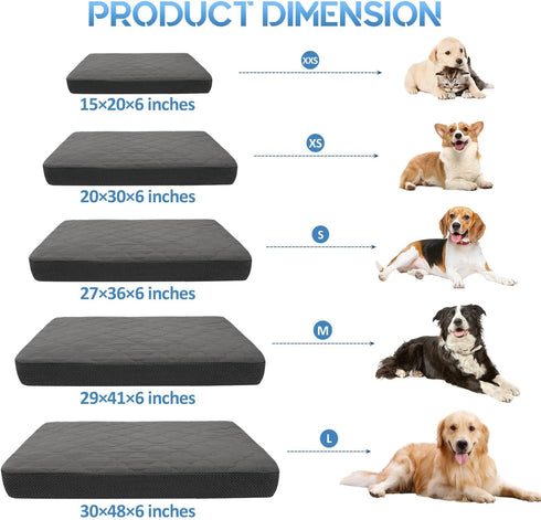 CHHKON Replacement Washable Dog Bed Covers - Waterproof Pet Puppy Bed Cover (Dark Grey, 36x27x6 inch)