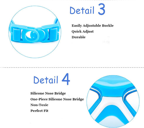 Swim Goggles for Kids (3-15 Years Old), Waterproof Swimming Goggles, Large Frame UVA/UVB for Boys and Girls