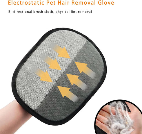 KVEXLIM 2-Piece Pet Hair Removal & Grooming Kit: Static Hair Remover Glove for Furniture, Carpet, Couch + Gentle Pet