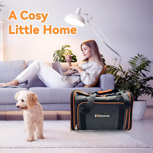 Expandable Pet Carrier, 18"x11"x11" - TSA Airline Approved Soft Sided Cat and Dog Carrier