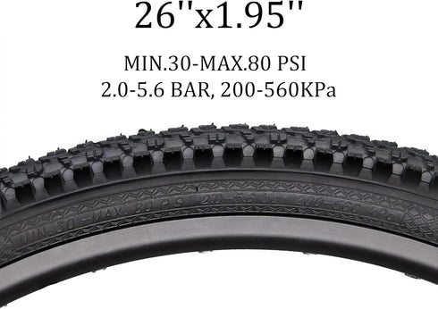 Hycline Bike Tire - 20/24/26/27.5 Inch Folding Replacement for MTB Mountain Bicycle - Black/Skinwall
