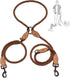 Mile High Life Double Dogs Rope Leash, Dog Slip Lead, 8FT Heavy Duty Metal Clasp, Mountain Climbing Rope with Leather