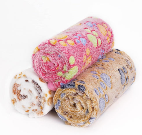 Comsmart Cute Paw Print Dog Blankets for Dogs and Cats, Soft Warm Fleece Throw for Small Medium Large Pets