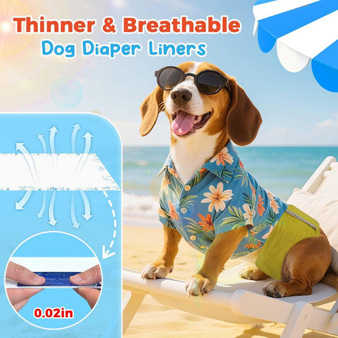 150ct, Dog Diaper Liners Upgraded Ultra-Thin & Super Absorbent Dog Diapers Booster Pads for Male and Female Dogs