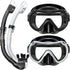 Snorkeling Gear for Adults, 180° Panoramic View Snorkel Mask Set, 100% Food-Grade Silicone Anti-Fog Diving Mask