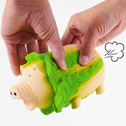 Squeaky Pig Dog Toys 3 Pack - Grunting Veggie Pig Toy for Small Medium Large Dogs, Durable Rubber Chew Toys