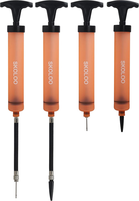 SKOLOO 10" Portable Hand Air Ball Pump Inflator Kit with Nozzle, Needle, Extension Hose for Sports Balls
