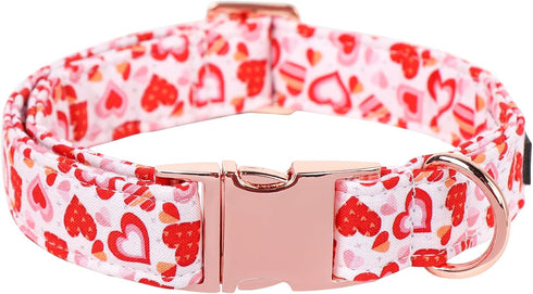 Maca Bates Valentines Dog Collar, Comfortable Soft Heart Collar with Metal Buckle, Adjustable for Small Medium Large Dog