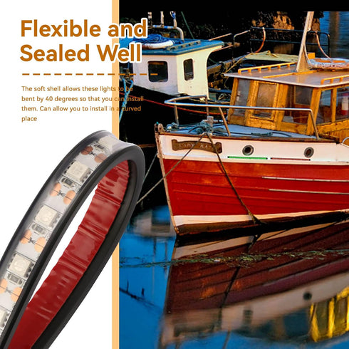 2Pack Boat Interior Lights, Waterproof Navigation Lights Marine LED Lights with Adhesive Boat Deck, Cockpit Lighting
