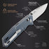 Firebird GANZO F7601 Pocket Folding Knife, 440C Stainless Steel Blade, G-10 Anti-Slip Handle, Grey