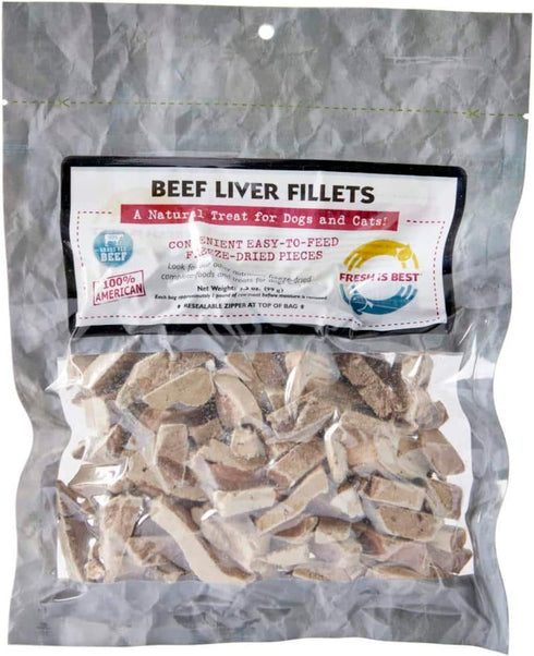 Fresh Is Best Freeze Dried Beef Liver Fillet Treats for Dogs & Cats, 3.5 OZ