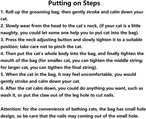 Cat Grooming Bag - Soft Mesh Polyester for Bathing, Injecting, Examining, Nail Trimming