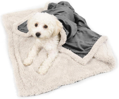 Puppy Blanket, Super Soft Sherpa Dog Blankets and Throws, Cat Fleece Sleeping Mat for Small Animals 45x30 Grey