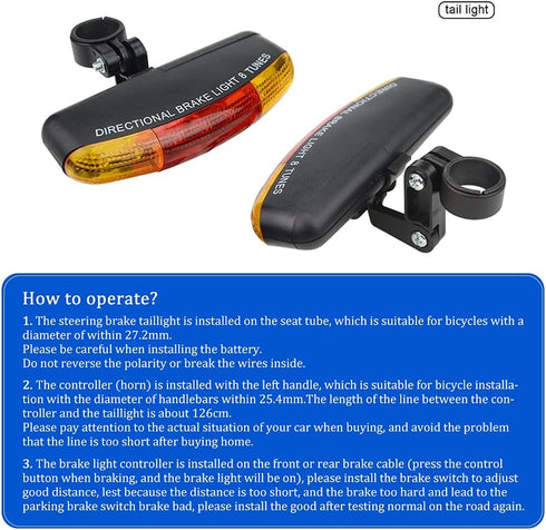 XINGYHENG Multifunctional Bicycle Turning Light, Red Color Brake Lamp for Safe Cycling