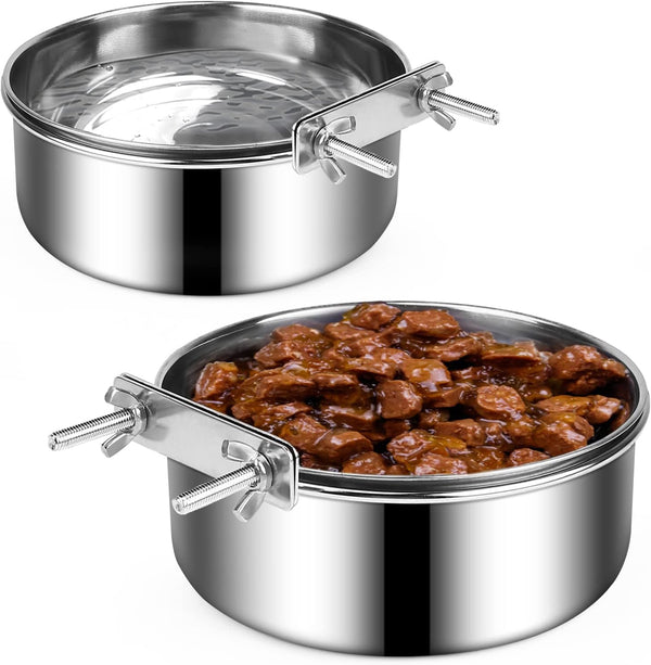 Dog Crate Water and Food Bowl, ShineMe Stainless Steel Hanging 2 Pack for Medium and Small Dogs