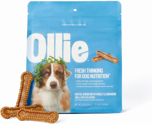 Ollie Dental Chews for Dogs Small, Dog Breath Treats for Teeth Cleaning, 12 Oz Dental Treats