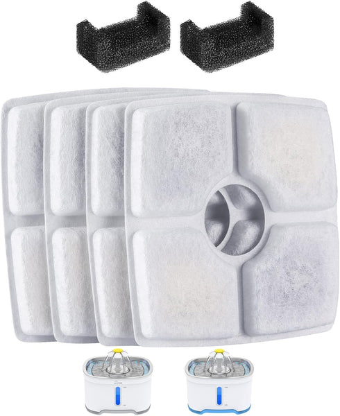 Wonder Creature Cat Fountain Filter for Cubic Cat Water Fountain, 4 Carbon Filters & 2 Pre-Filter Sponges Pack