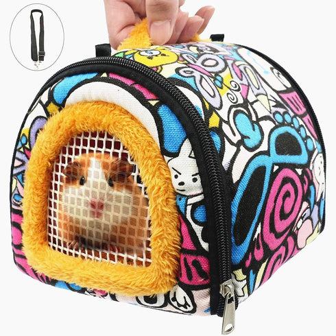 KAMEIOU Small Animal Carrier Bag - Guinea Pig Hedgehog Carrier with Detachable Strap for Small Pets