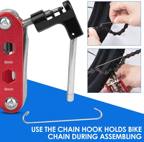 WOTOW 14 in 1 Bike Repair Tool Kit & Saddle Bag - Hex Key Wrench Multitool Set for Bicycle