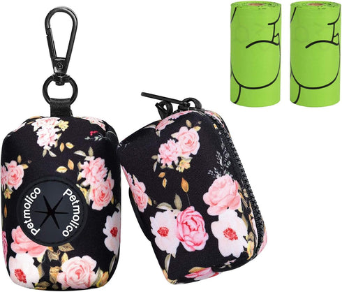 Petmolico Dog Poop Bag Holder Leash Attachment, Waste Bag Dispenser Zippered Pouch,