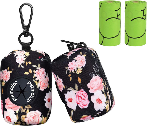 Petmolico Dog Poop Bag Holder Leash Attachment, Waste Bag Dispenser Zippered Pouch,