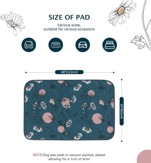 IEUUMLER 2 Pack Pack EU007 24"X48"-2pcs) Washable Pee Pads for Dogs, Non-Slip & Waterproof Whelping Pad, Reusable