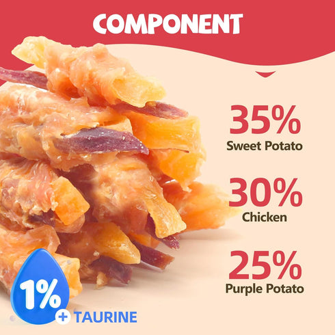 1% 14.11 Oz Dog Treats Chicken Wrapped Double Sweet Potato Containing Taurine High-protein Dog jerky Meat Dry Dental