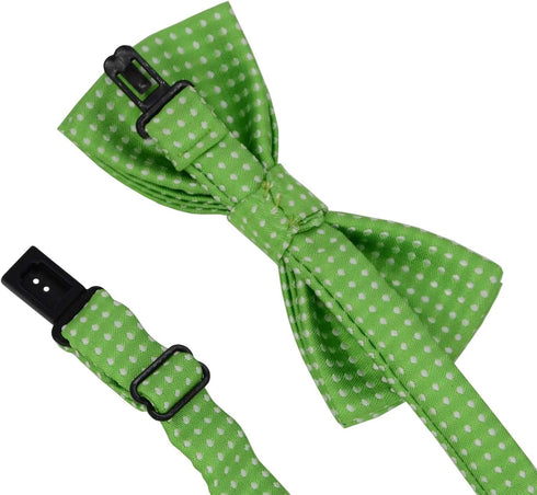 Puppy & Kitten Collar Bow Tie, Adjustable for Small Cats & Dogs, Green with White Polka Dots