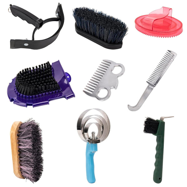 VECKYJL Horse Grooming Kit, Horse Brush Set, 10Pcs Horse Cleaning Kit with Brush,