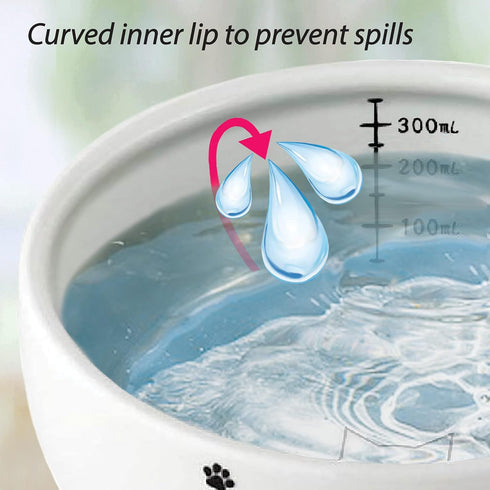 Necoichi Raised Cat Water Bowl, Elevated with Measurement Lines, Dishwasher and Microwave Safe, Regular Size