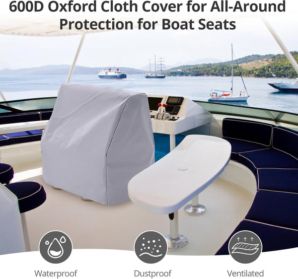 600D Oxford Cloth Boat Seat Cover, Waterproof and Dustproof Boat Seat Cover, Drawstring Boat Cover Compatible