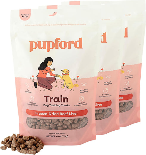 Pupford Freeze Dried Training Treats for Dogs & Puppies, 1400+ Three Ingredient