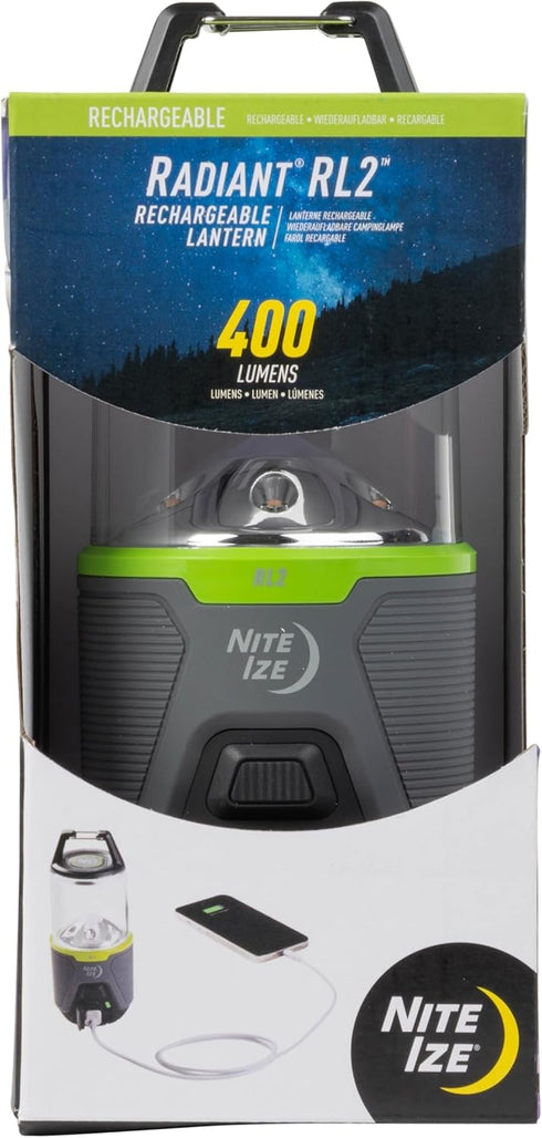 Nite Ize Radiant RL2 Rechargeable Lantern - Outdoor LED Lantern with Power Bank, Impact & Water Resistant