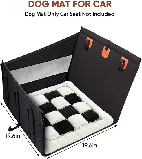 QPK (19.6"x19.6") Dog Car Seat Cushion for Carriers & Crates, Pet Travel Mat with Non-Slip Backing, Soft PP Cotton