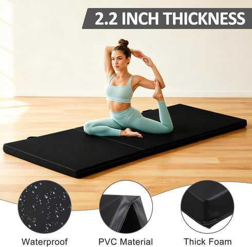 2 MMA, ZENY Thick Tri-fold Folding Gym Exercise Mat Extra Thick Gymnastics Mat Tumbling Mat with Carrying Handles