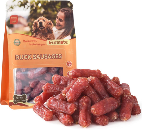Soft Duck Sausage Dog Treats,Slow Roasted Duck Jerky for Dogs,Grain-Free & Rawhide