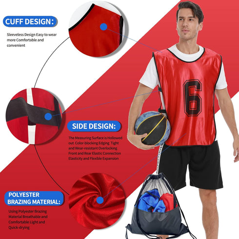 '-Set 12/Youth Sports Pinnies-Numbered Practice Vest Pennies for Soccer Basketball Jersey Bibs of Adults Team