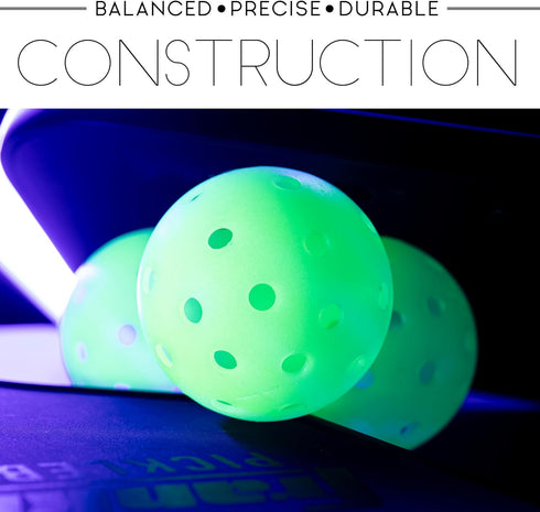 Franklin Sports Glow in The Dark Outdoor Pickleballs - Light Up Pickleball Balls for Nighttime Pickleball - Glow in The