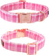 Lionheart Glory Adjustable Pink Plaid Dog Collar with Bowtie, Soft Bowtie Dog Collars for X-Small Puppy Gift