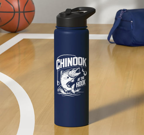 Salmon Fishing Gear Chinook at the Hook Salmon Fishing Stainless Steel Insulated Water Bottle